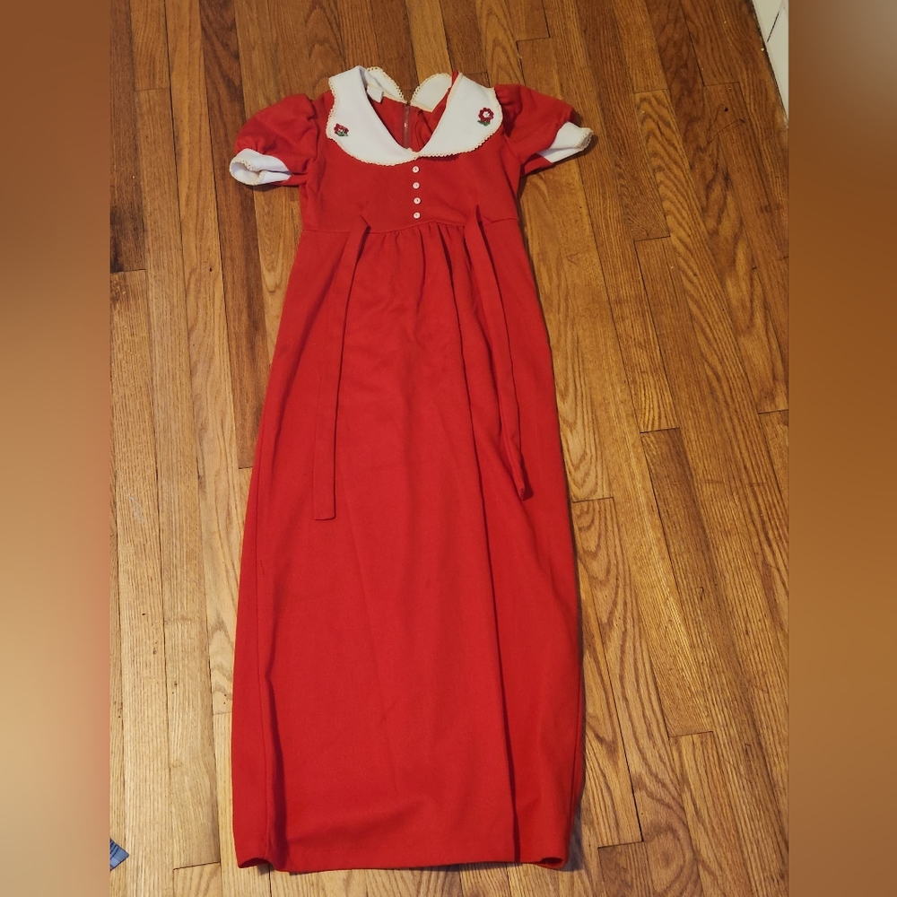 Vintage Short Sleeve Maxi Gown Length Youth XL 1970s